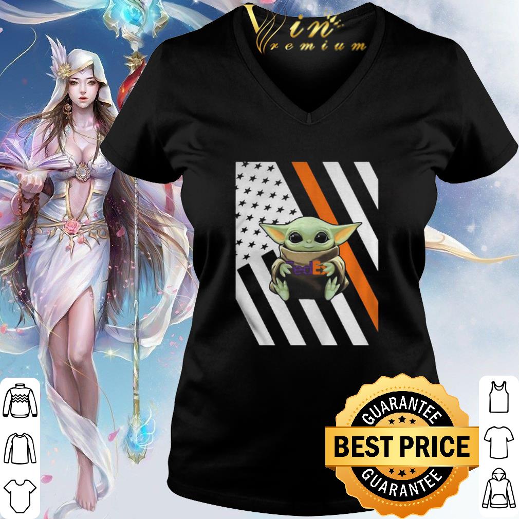 Premium Baby Yoda Hug FedEx Logo American Flag Independence Day shirt Premium Baby Yoda Hug FedEx Logo American Flag Independence Day shirt