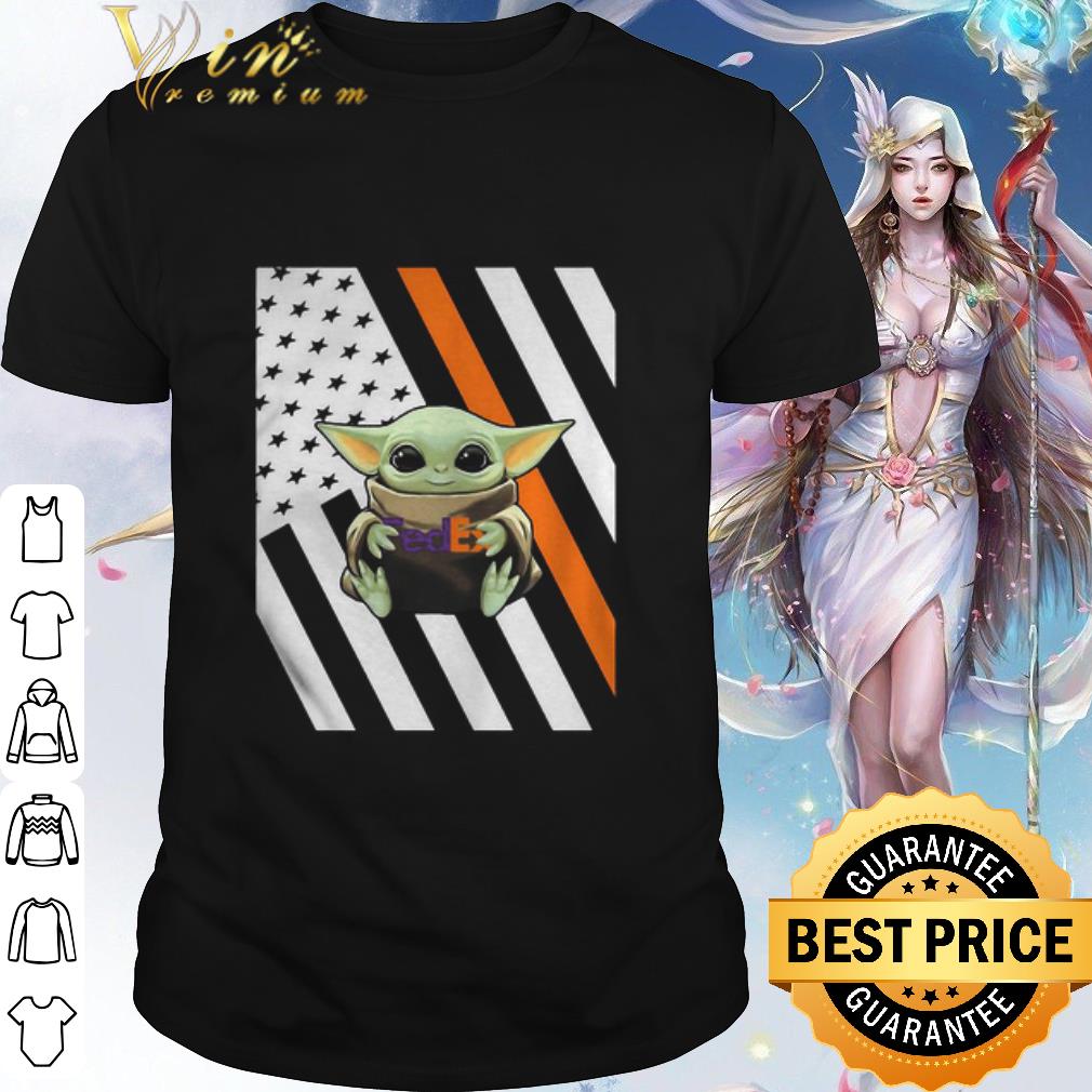 Premium Baby Yoda Hug FedEx Logo American Flag Independence Day shirt