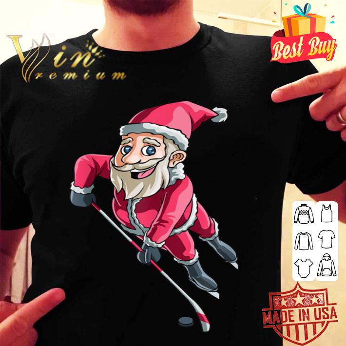 Santa Ice Hockey Christmas Hat Puck Snow Funny Gift shirt