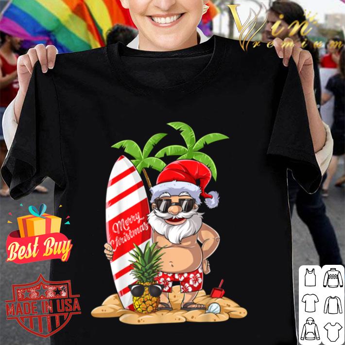 Christmas in July Santa relaxing on a Flamingo float gifts T-Shirt
