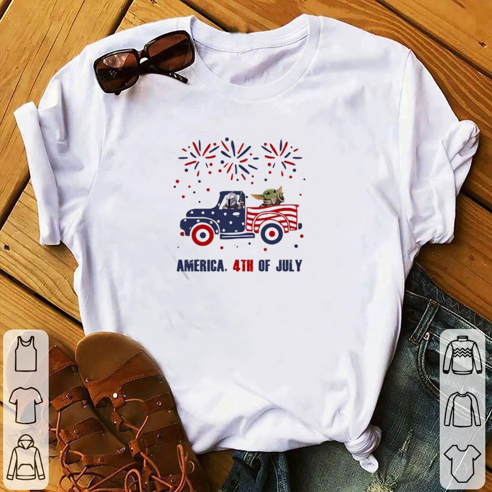 Funny Star wars darth vader yoda driving car firework america 4th of july independence day shirt