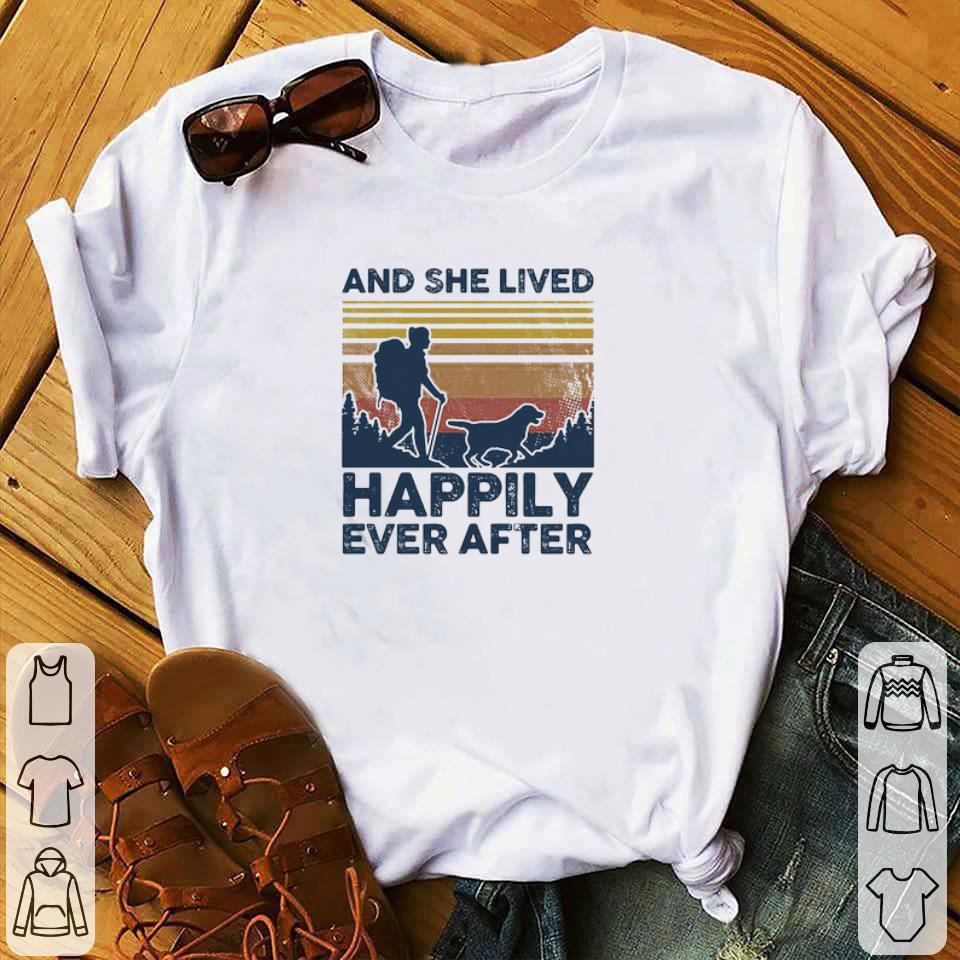 Funny Vintage And She Lived Happily Ever After Girl Dog Retro shirt
