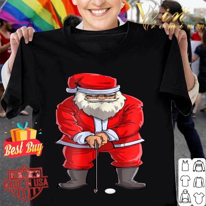 Golf Santa T Shirt Golfer Christmas Club Hat Ball Sport Gift