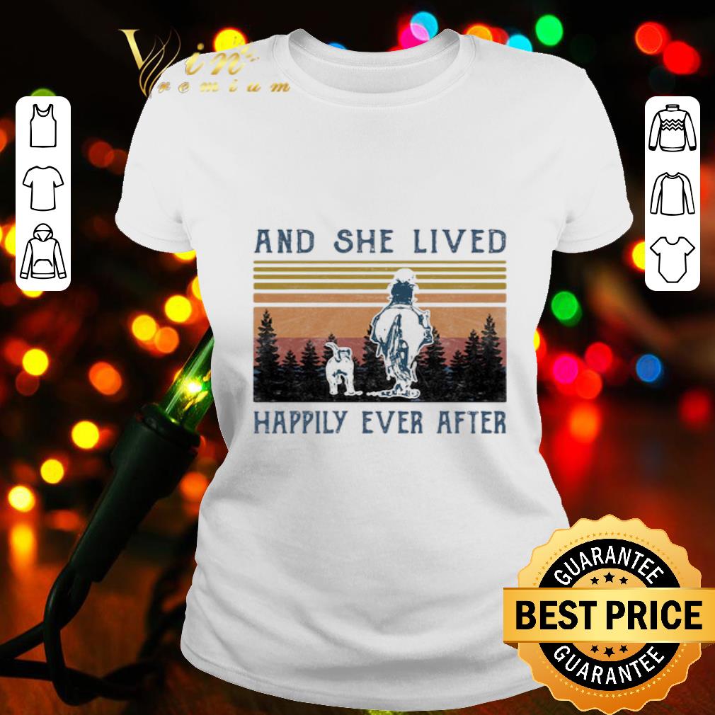 And She Lived Happily Ever After Dog and Horse Girl Sunset shirt