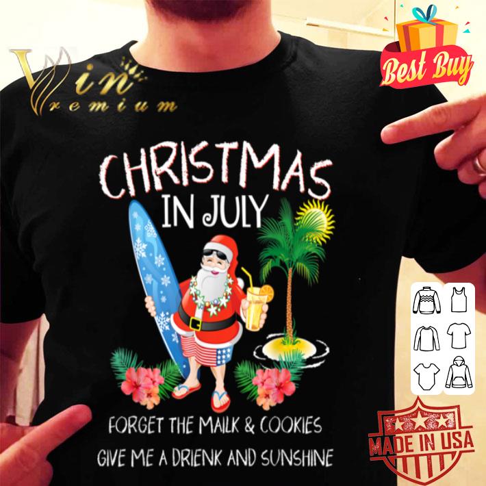 Christmas in July Santa Hawaiian Surfing T Shirt Summer Surf