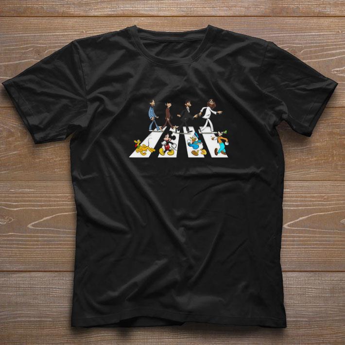 Nice The Beatles And Mickey Character Abbey Road shirt