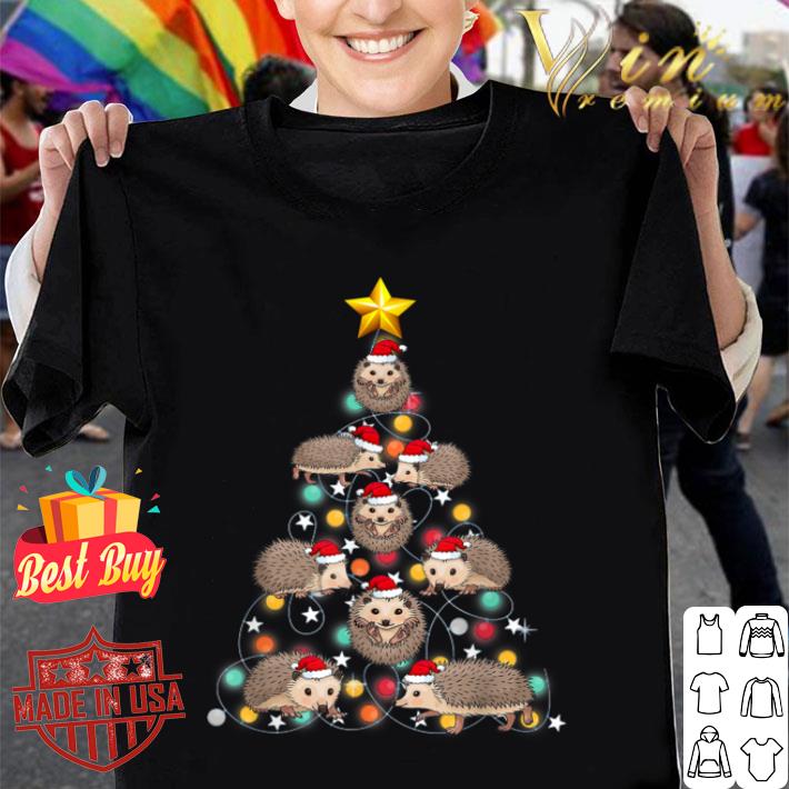 Santa Hedgehog Christmas Tree Funny Hedgehog Christmas Light shirt