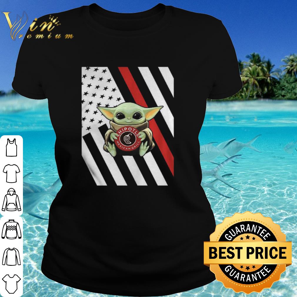 Premium Baby Yoda hug Chipotle American flag shirt
