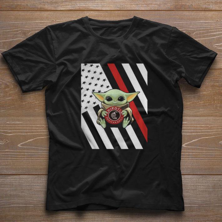 Awesome Baby Yoda hug Chipotle American flag shirt