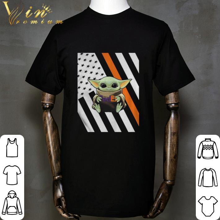 Baby Yoda Hug FedEx Logo American Flag Independence Day shirt