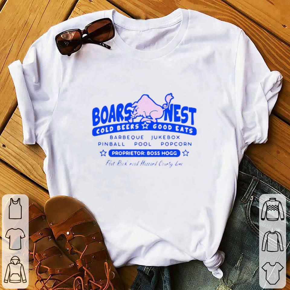 Original Boars Nest Cold Beers Good Eats Barbeque Jukebox Pinball Pool Popcorn shirt