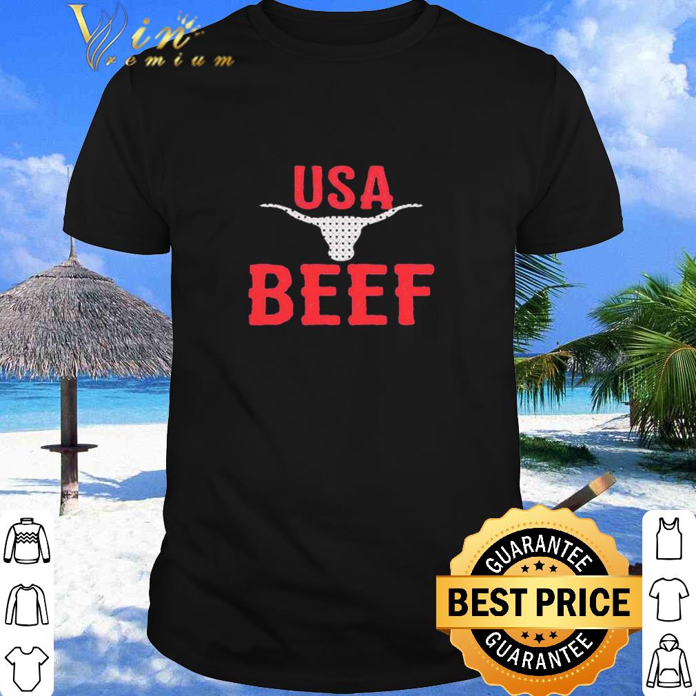 Top USA Beef Cow Head Red shirt