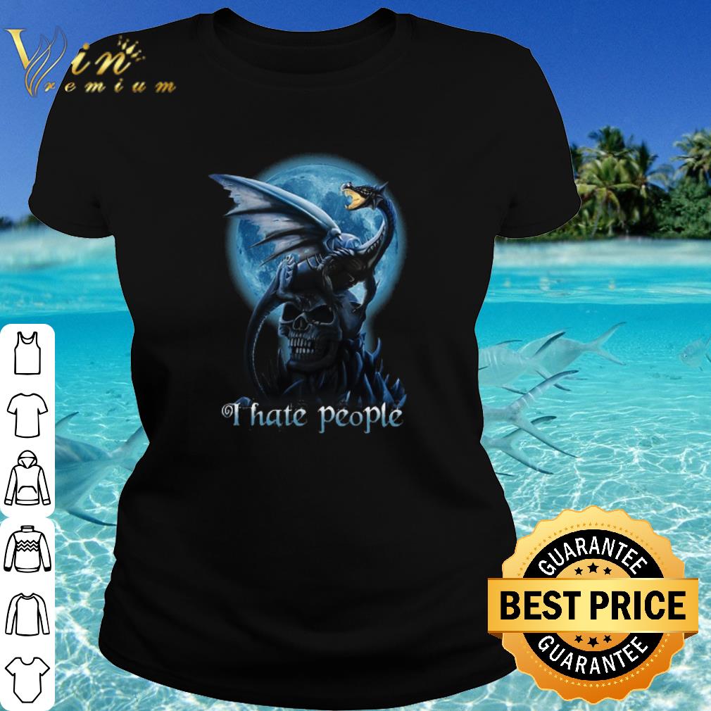 Cool Dragon On Skull I Hate People Under Moon shirt