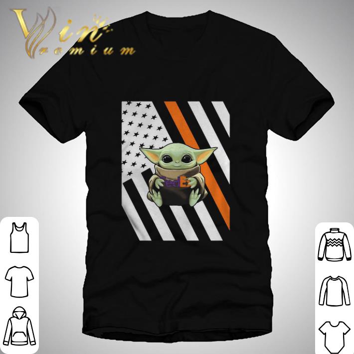 Baby Yoda Hug FedEx Logo American Flag Independence Day shirt