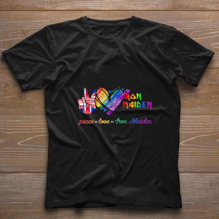 Awesome Lgbt peace love iron maiden shirt