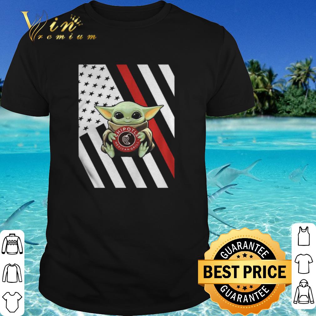 Premium Baby Yoda hug Chipotle American flag shirt