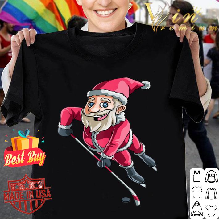 Santa Ice Hockey Christmas Hat Puck Snow Funny Gift shirt