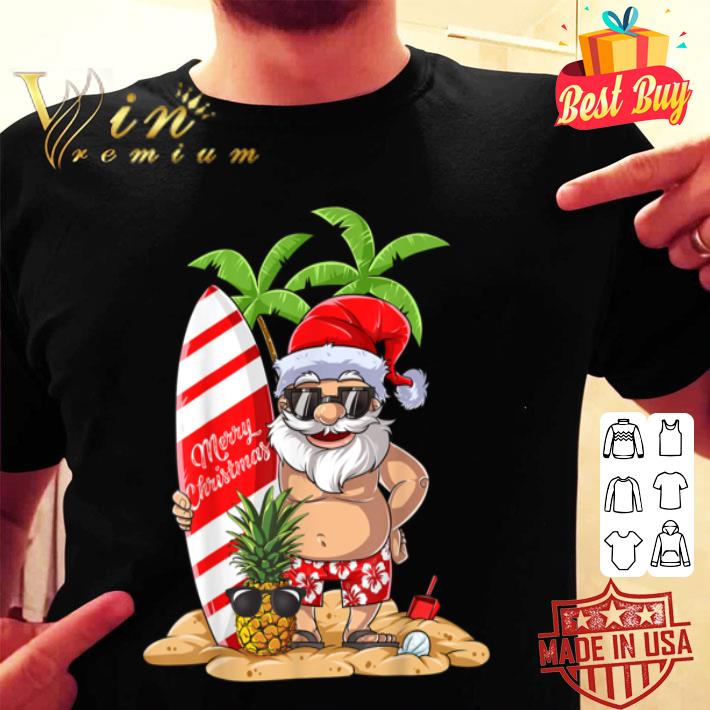 Christmas in July Santa relaxing on a Flamingo float gifts T-Shirt