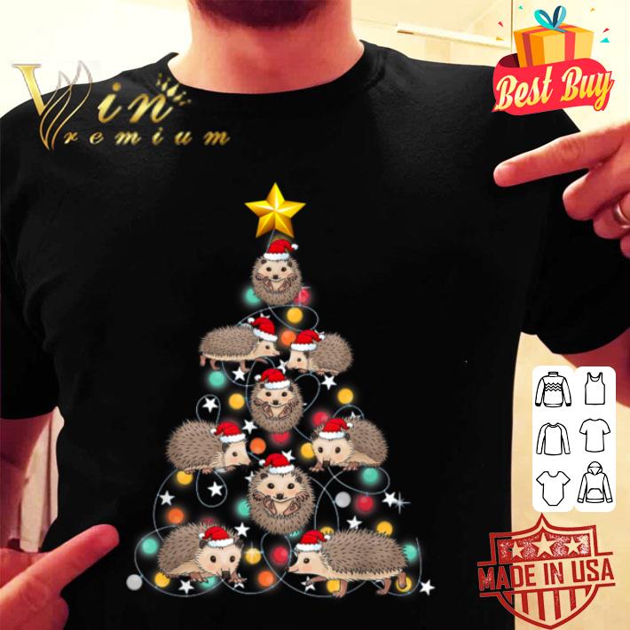 Santa Hedgehog Christmas Tree Funny Hedgehog Christmas Light shirt