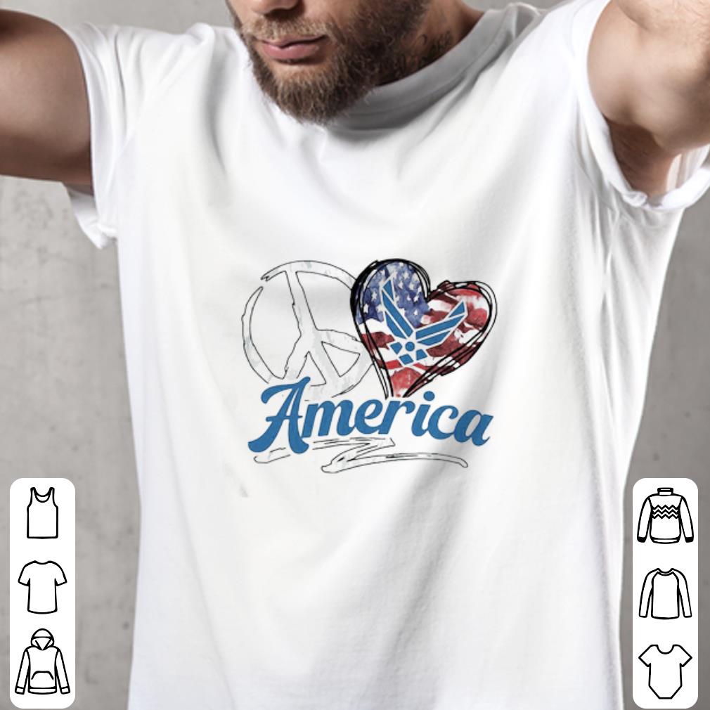 Awesome Love Peace Sign America heart US Air Force 4th of july shirt