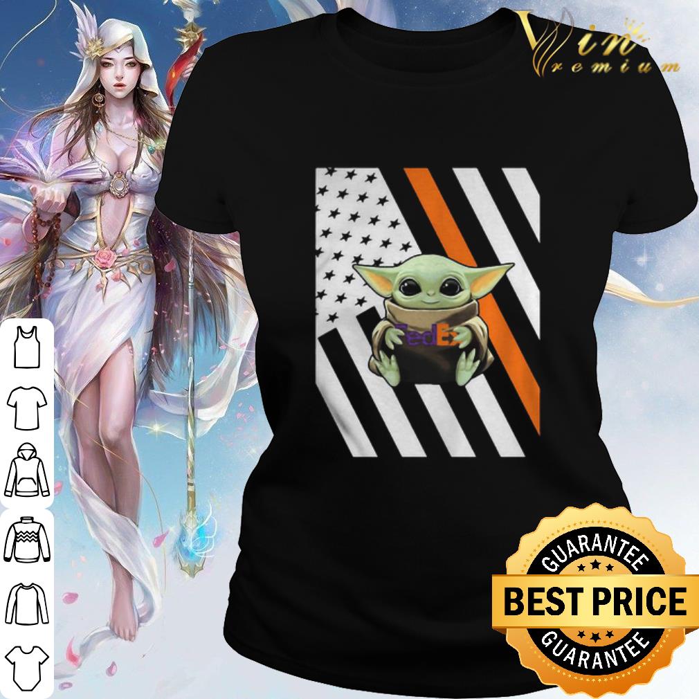 Premium Baby Yoda Hug FedEx Logo American Flag Independence Day shirt