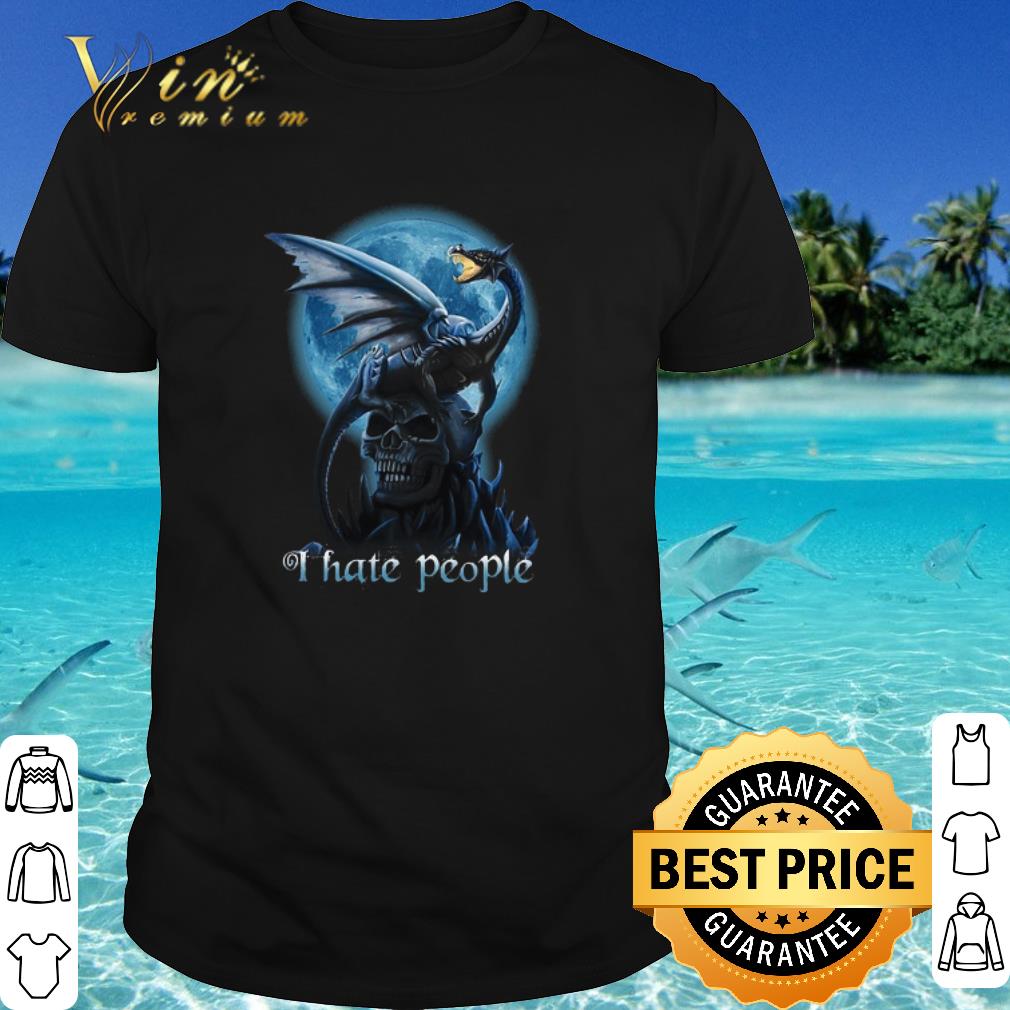 Cool Dragon On Skull I Hate People Under Moon shirt