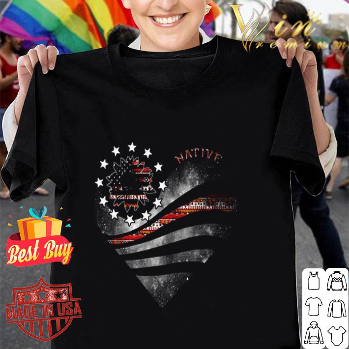 Love Native Sunflower Heart America 4th Of July Independence Day shirt