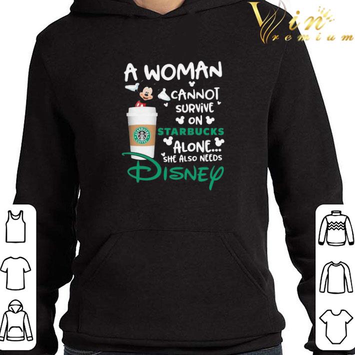 2923a828 mickey mouse a woman cannot survive on starbucks alone she also needs disney shirt 4 - Mickey mouse a woman cannot survive on starbucks alone she also needs disney shirt