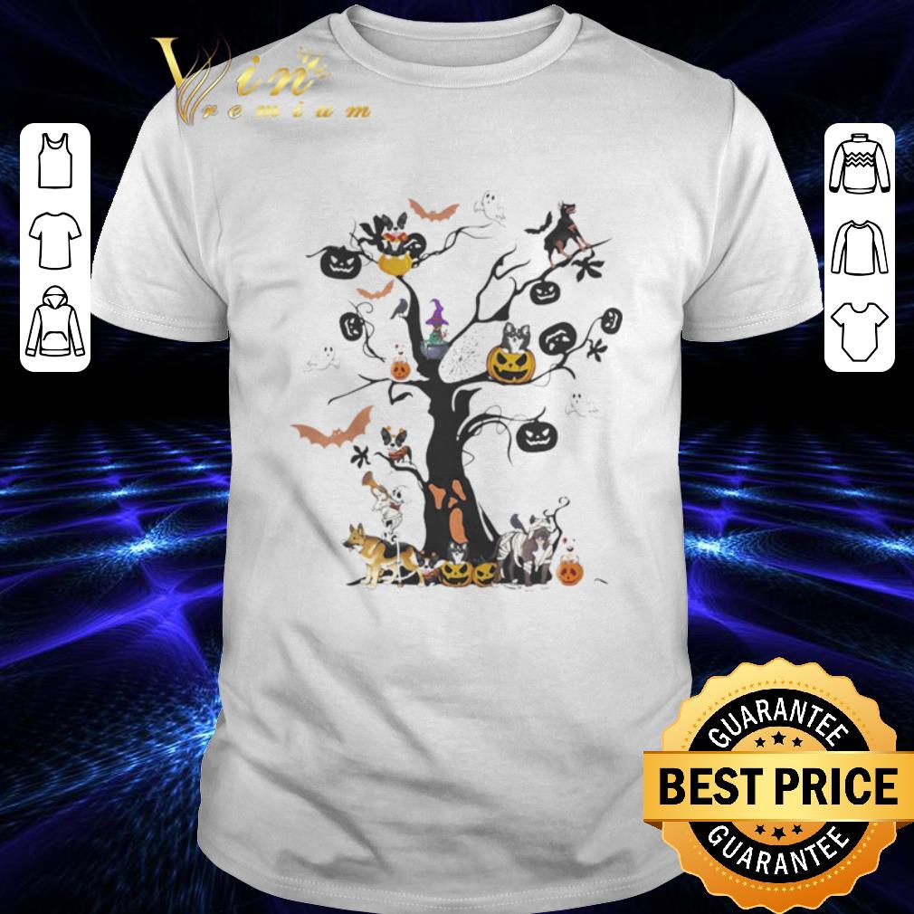 Halloween tree dogs pumpkins ghost bats shirt