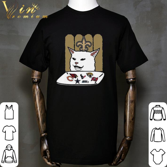 New orleans saints meme cat eat football logo shirt