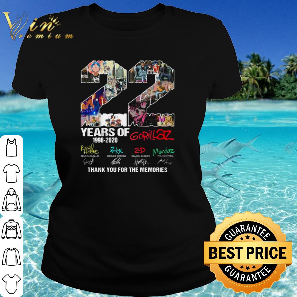 Original 22 Years Of Gorillaz Band 1998-2020 Signatures shirt