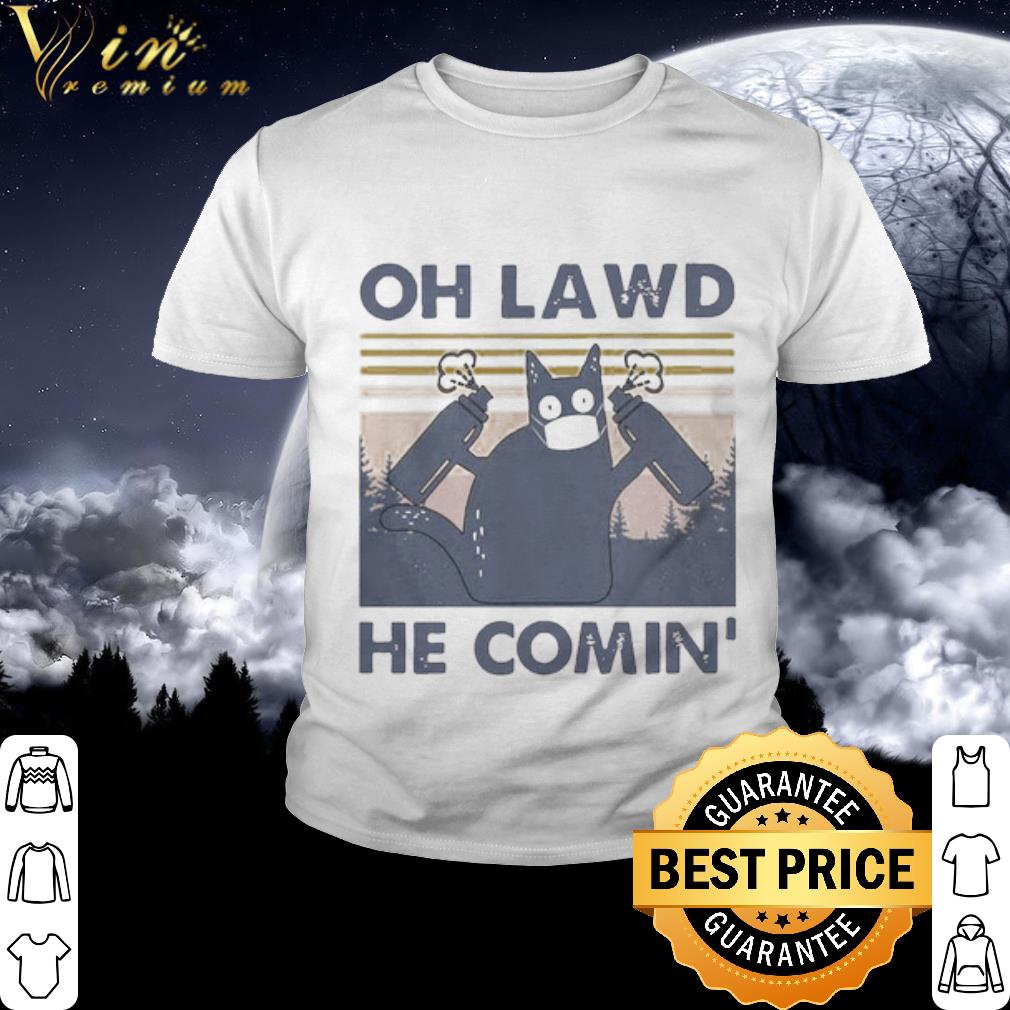 Nice Cat face mask oh lawd he comin’ vintage shirt