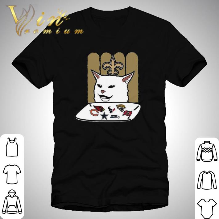 New orleans saints meme cat eat football logo shirt