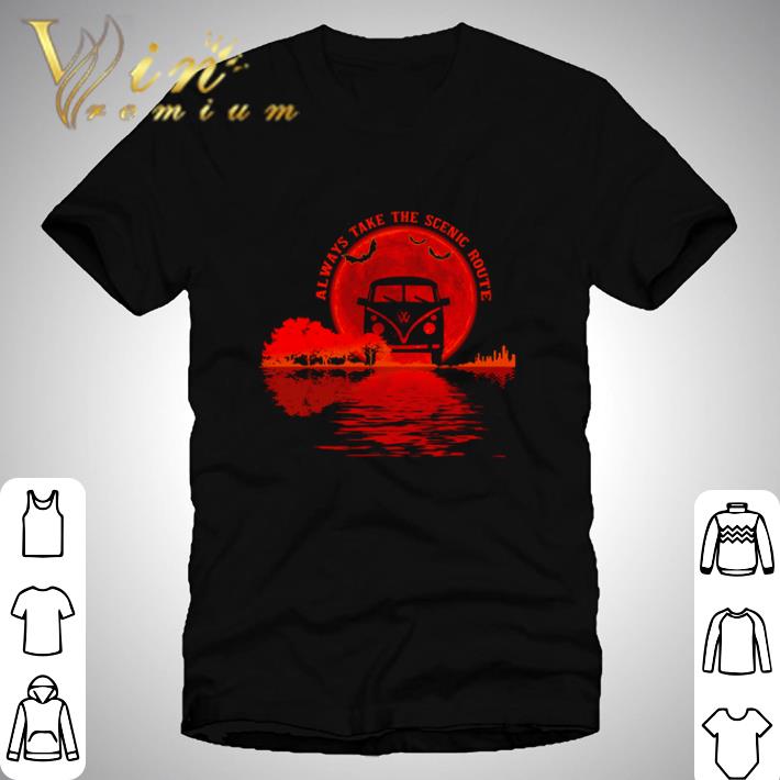 Guitar Lake always take the scenic route Halloween shirt