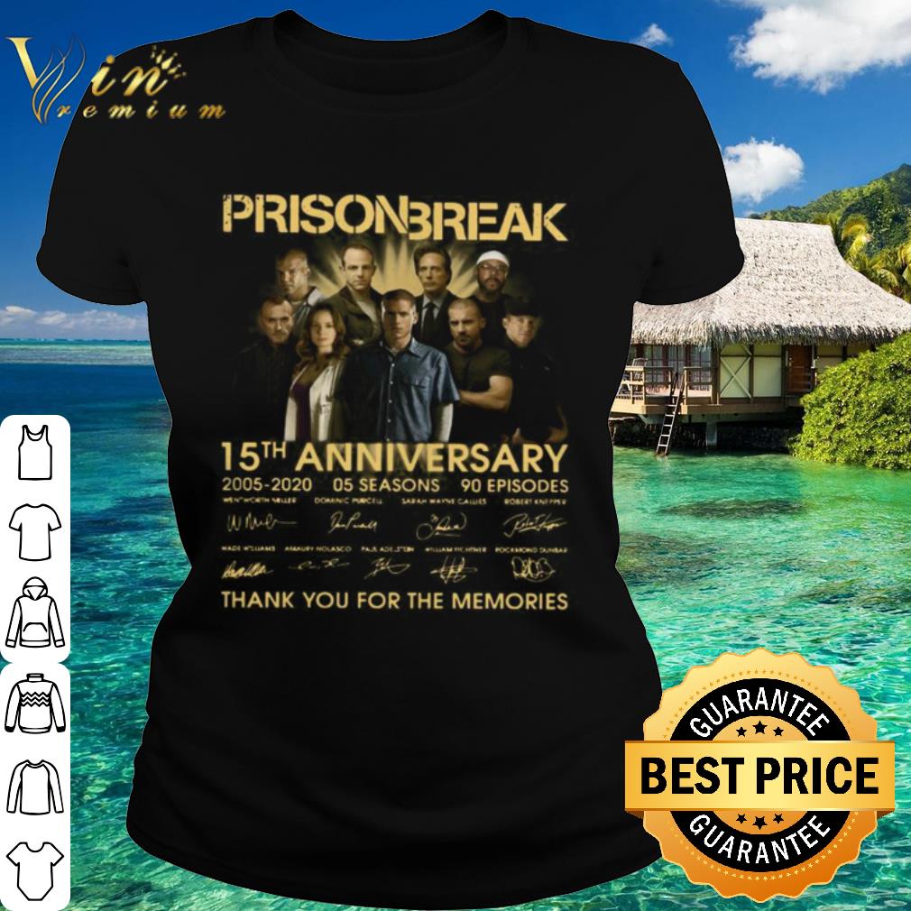 Official Prison Break 15th Anniversary 2005-2020 05 Seasons 90 Episodes shirt