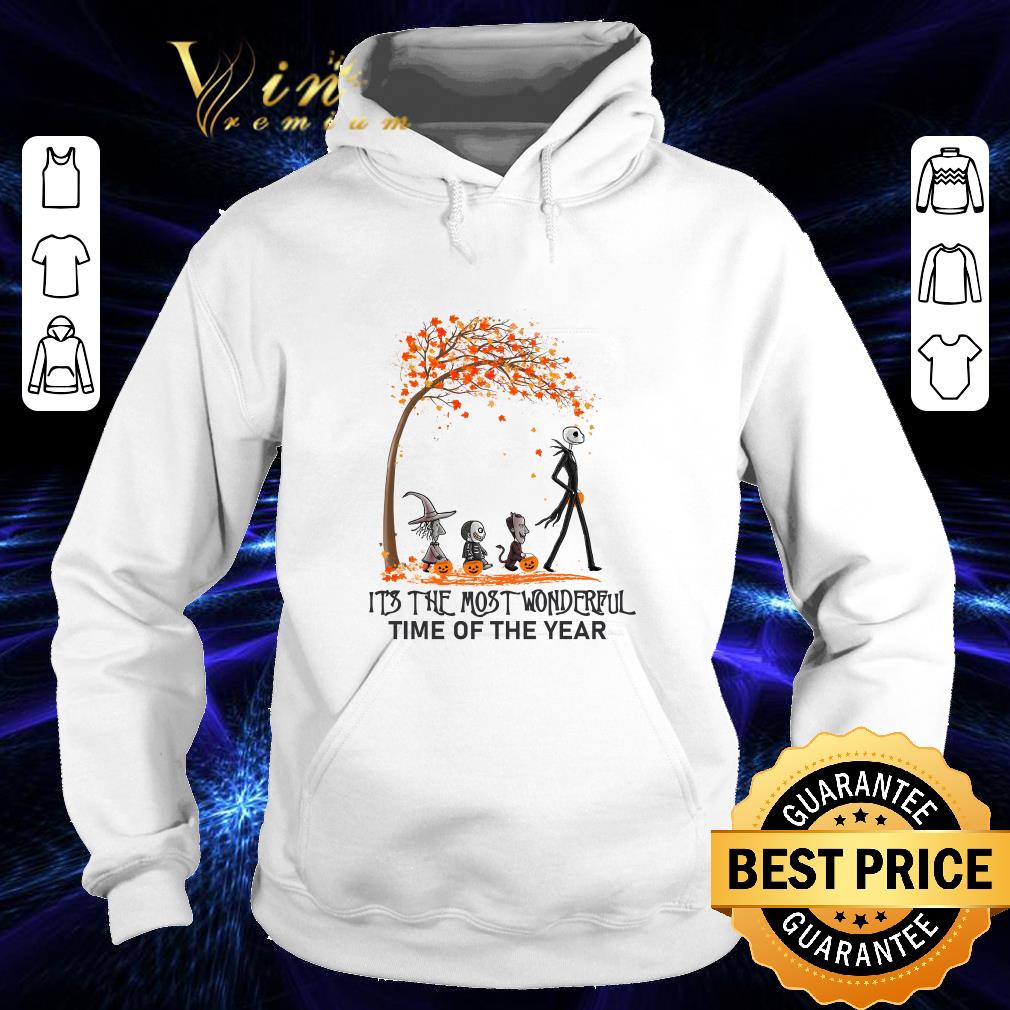 c5507220 leaf autumn jack skellington and friends it s the most wonderful time of the year shirt 4 - Leaf Autumn Jack Skellington and friends it's the most wonderful time of the year shirt