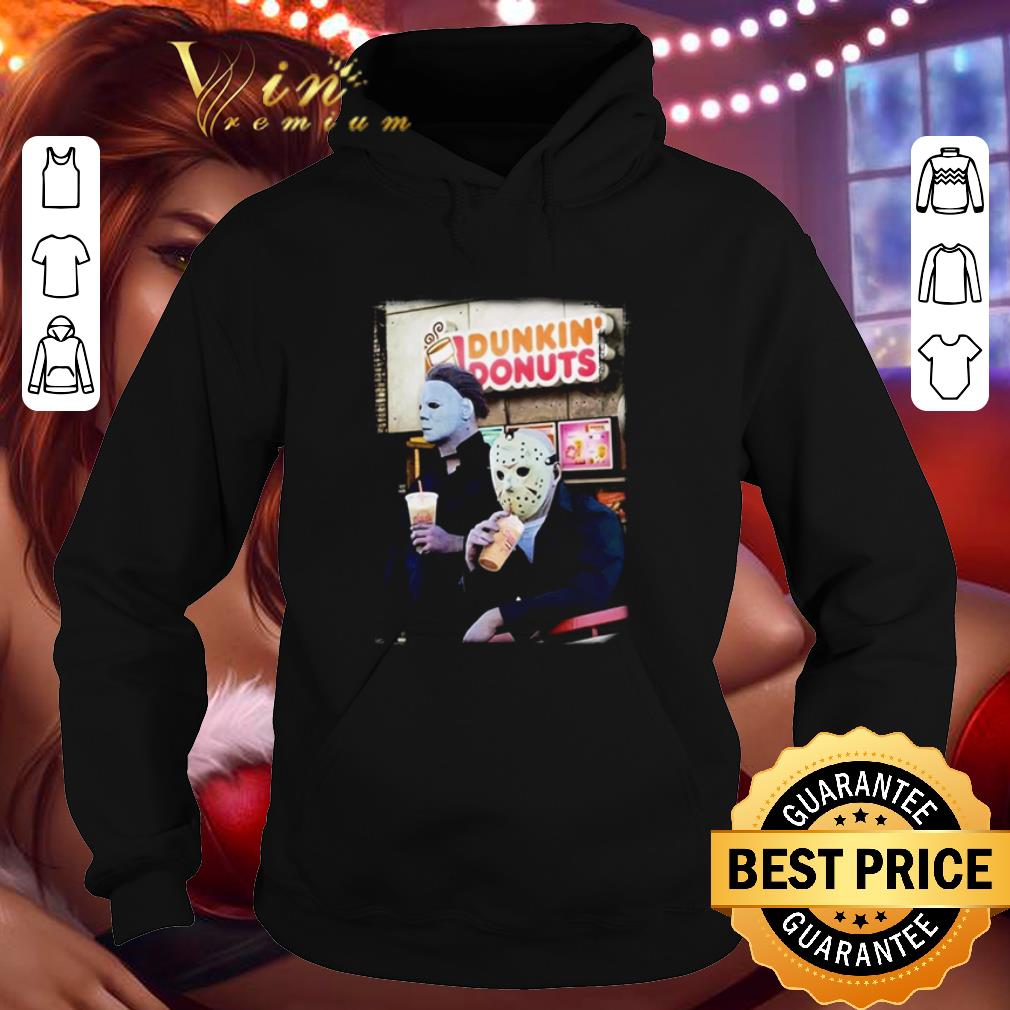 e5aef111 dunkin donuts jackson voorhees and michael myers shirt 4 - Dunkin’ Donuts Jackson Voorhees and Michael Myers shirt