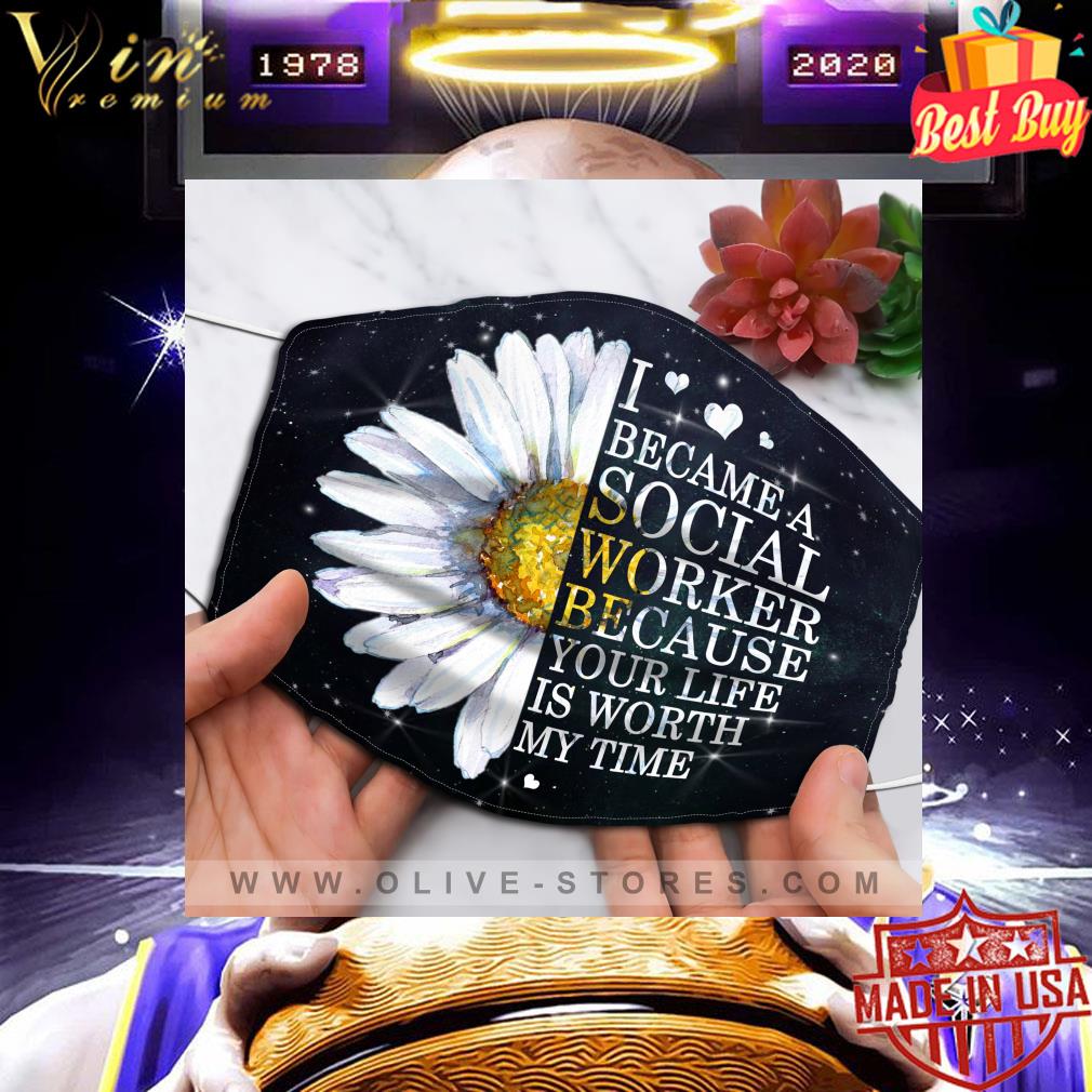 04ed8c66 daisy flower i became a social worker because your life face mask 4 - Daisy flower i became a social worker because your life face mask