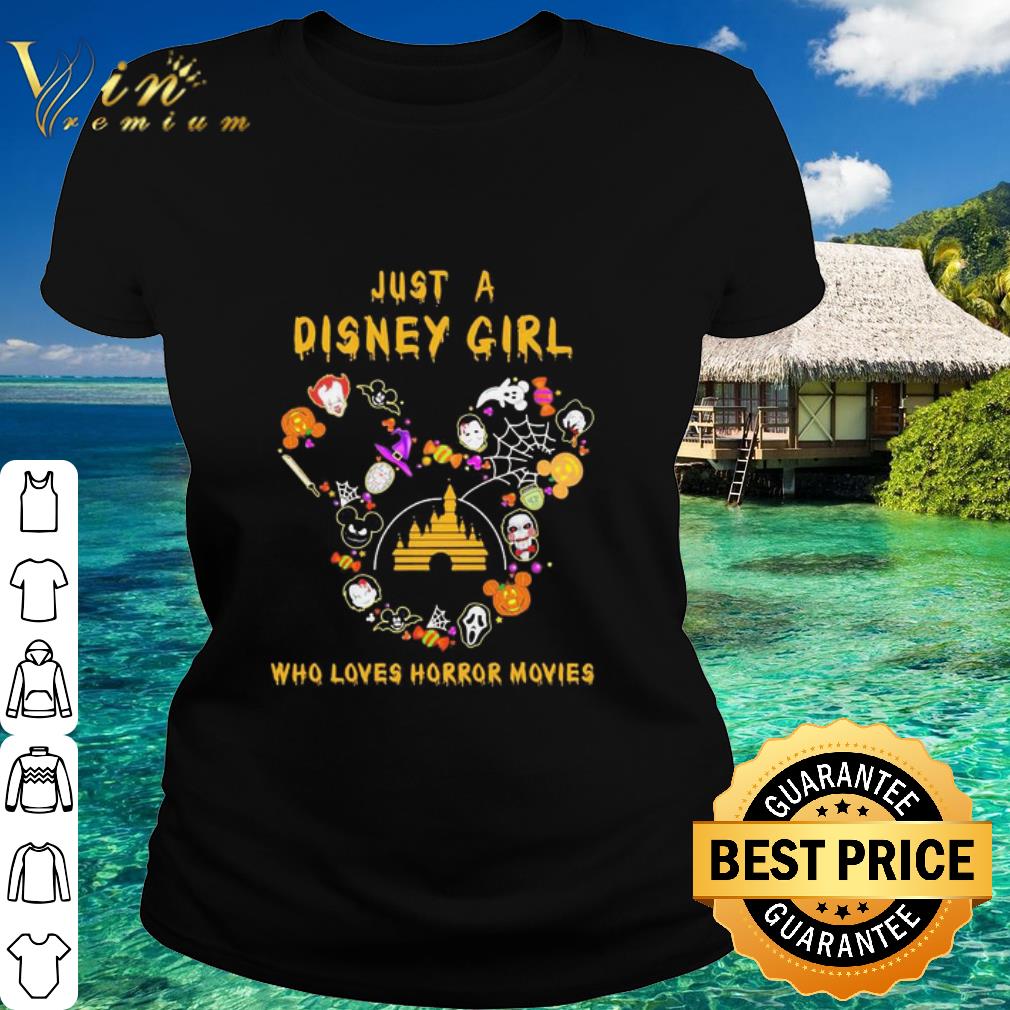 Cool Just A Disney Girl Who Loves Horror Movies Halloween shirt