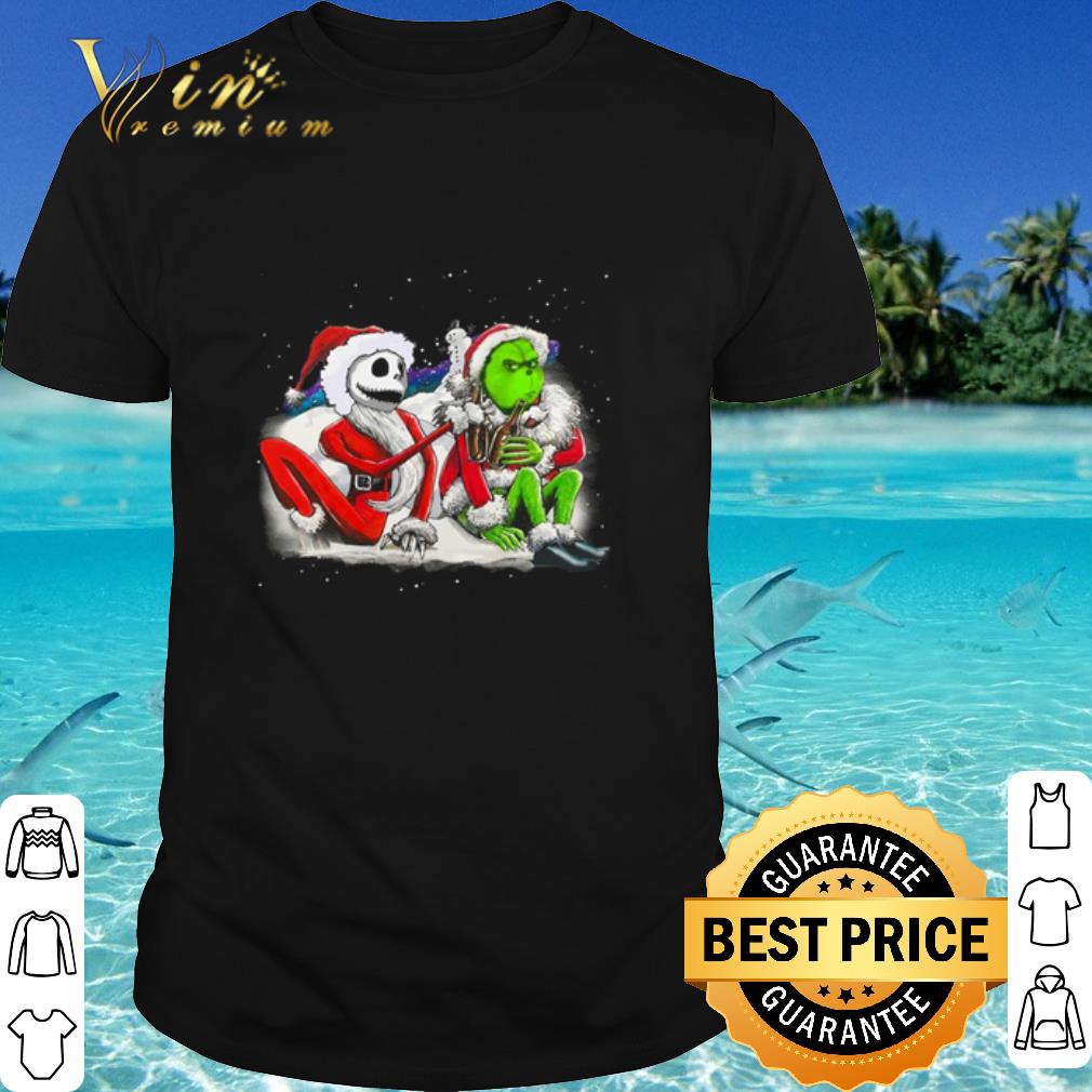 Official Christmas Jack Skellington and Grinch drink beer shirt