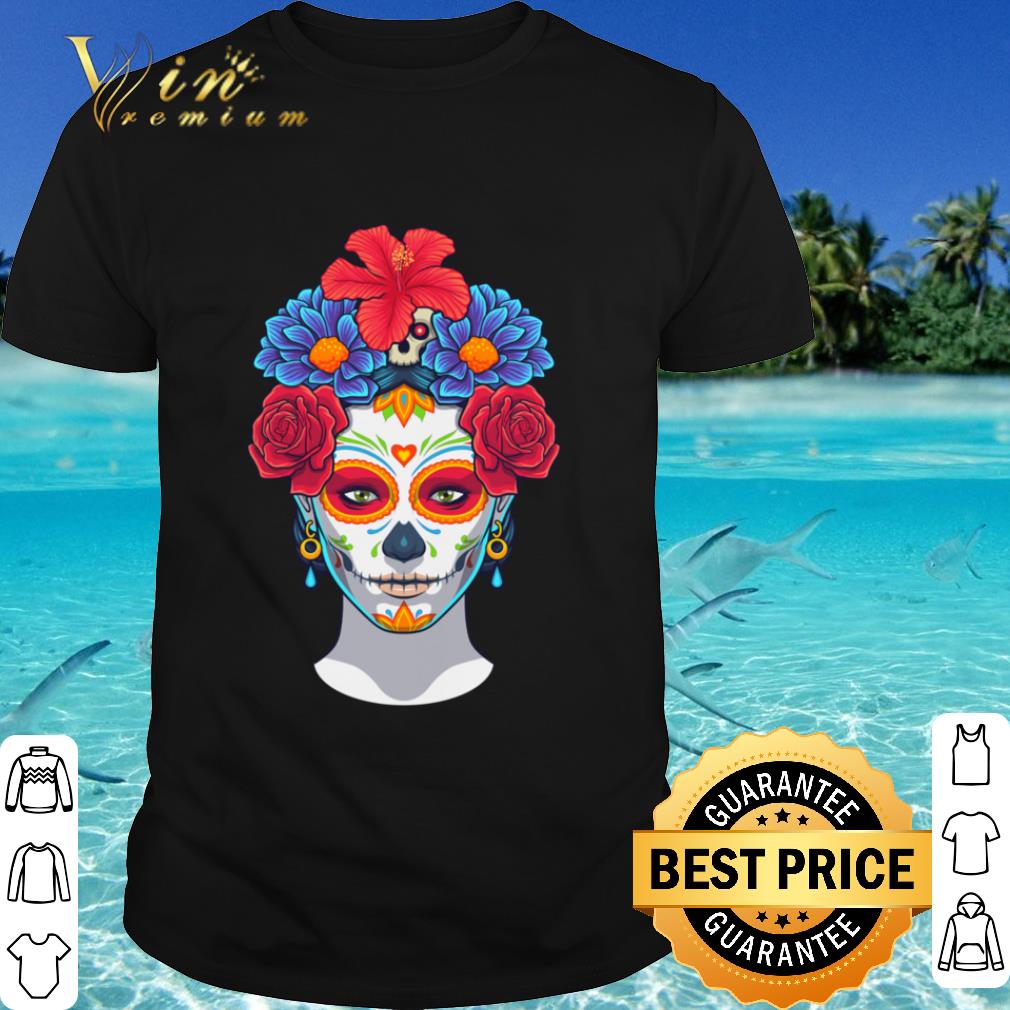 Official Dia De Muertos Sugar Skull Woman Flower Day Dead shirt