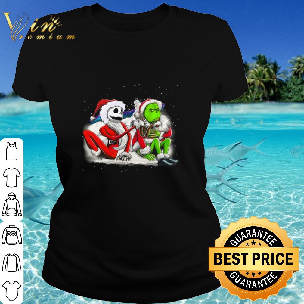 Official Christmas Jack Skellington and Grinch drink beer shirt