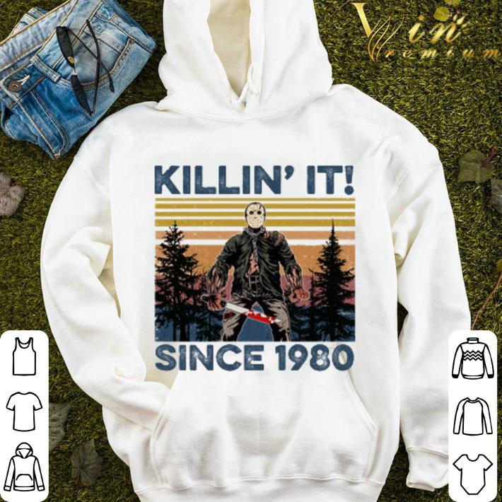 dc37451c horror movie jason voorhees killin it since 1980 vintage shirt 4 - Horror Movie Jason Voorhees Killin It Since 1980 vintage shirt