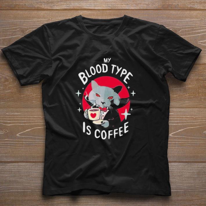 Awesome Dracula Cat my blood type Is Coffee shirt
