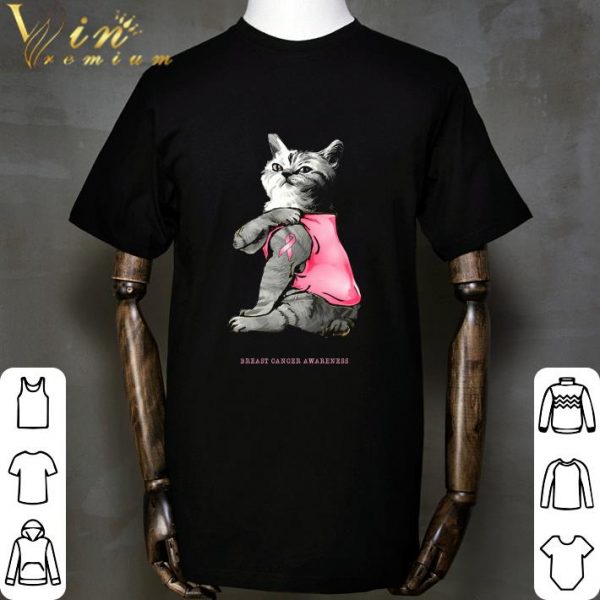 Cat Tattoo Breast Cancer Awareness shirt