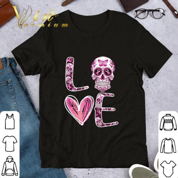 Official Sugar Skull Love Breast Cancer Awareness shirt