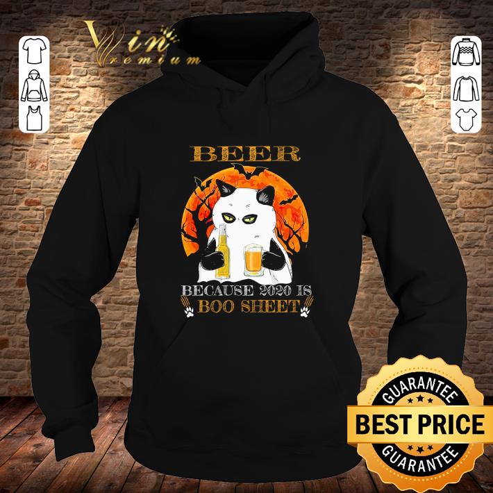 10704f09 premium black cat drink beer because 2020 is boo sheet shirt 4 - Premium Black cat drink Beer because 2020 is boo sheet shirt
