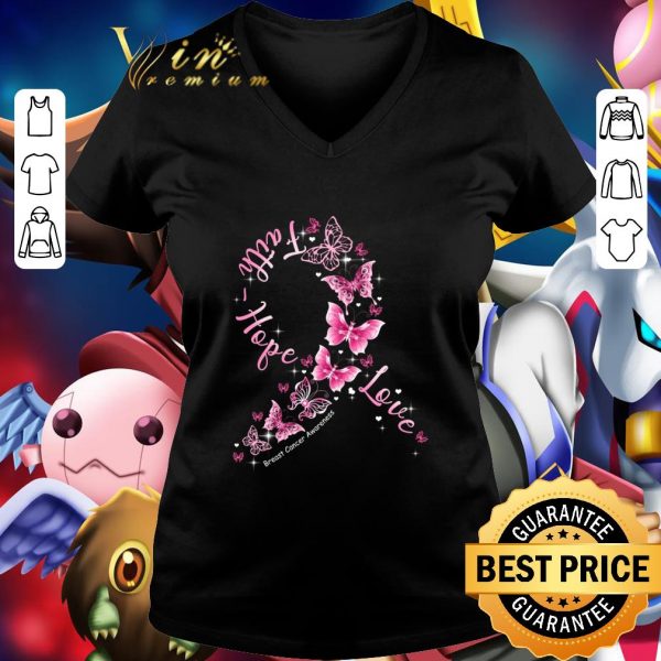 Butterflies Ribbon Faith Hope Love Breast Cancer Awareness shirt