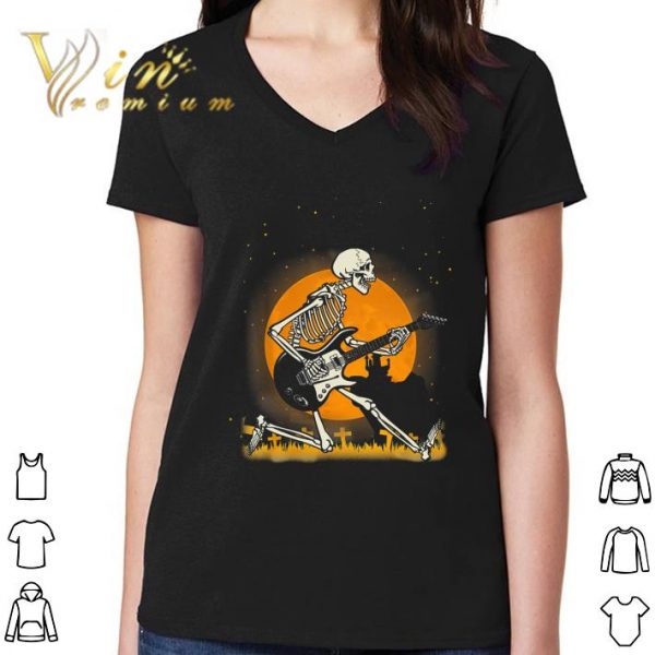 Skeleton playing guitar halloween shirt