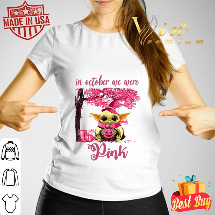 Official Baby Yoda in october we wear pink Breast Cancer halloween shirt Official Baby Yoda in october we wear pink Breast Cancer halloween shirt